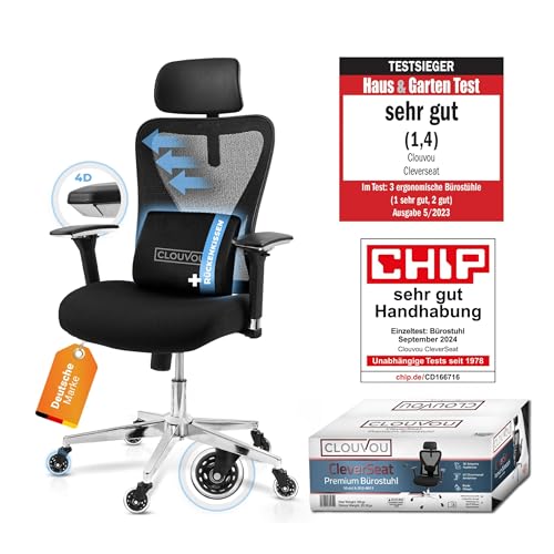CLOUVOU MasterSeat Ergonomischer Bürostuhl: Testsieger, Individuell Anpassbar, Home Office & Gaming Stuhld