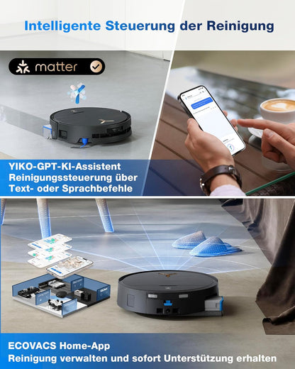 ECOVACS DEEBOT X9 PRO Omni: Intelligenter Saug-Wisch-Roboter, 16.600 Pa, Heißwasser-Moppwäsche.d