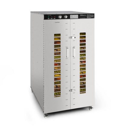Klarstein Dörrautomat Edelstahl – 4.000-W-Dörrgerät, 48 Edelstahl-Einlegeböden, 30–90 °C, 24-Stunden-Timer, 6 Ventilatoren, 2 Trockenkammern, 50–55 dB, ideal für Obst, Gemüse, Fleisch, Kräuter, Silberw