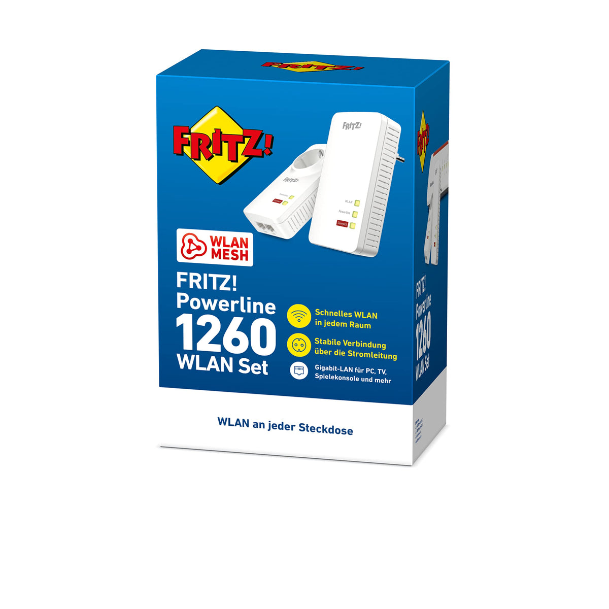 FRITZ!Powerline 1260/1220 Set – WLAN & 1.200 MBit/s für Streaming & NASw
