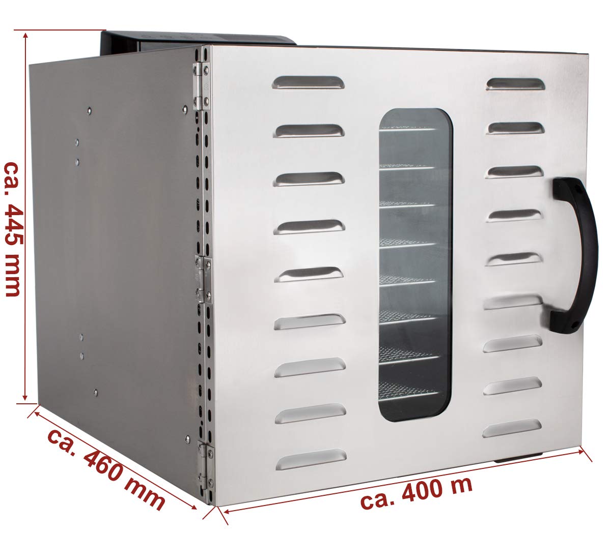 Beeketal 'BDA-15' Dörrautomat aus Edelstahl mit 10 Etagen, Zeitschaltuhr (max. 24h), einstellbarer Temperatur (30-90 °C) und LED Bedienfeld - Profi Gastro Dörrgerät inkl. 10 Einlegegitterw