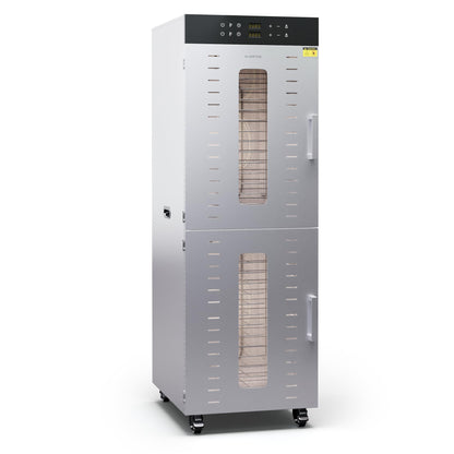 Klarstein Dörrautomat Edelstahl – 4.000-W-Dörrgerät, 48 Edelstahl-Einlegeböden, 30–90 °C, 24-Stunden-Timer, 6 Ventilatoren, 2 Trockenkammern, 50–55 dB, ideal für Obst, Gemüse, Fleisch, Kräuter, Silberw