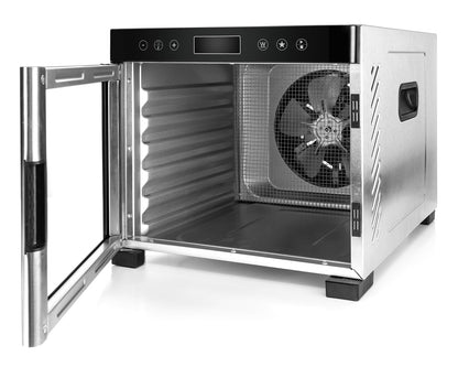 ROMMELSBACHER Dörrautomat DA 1000, XXL-Dörrfläche 1,6 m², inkl. 10 Edelstahl-Dörrtabletts, 2 Dörrgitter, 2 Dörrmatten, LED-Display, 24 Std. Zeitschaltuhr, Temperatur einstellbar (35 °C – 75 °C)w