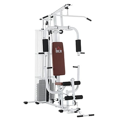 HOMCOM Multistation: Kraftstation mit Latzug, Butterfly & 45 kg Gewichtenl