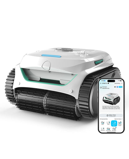 WYBOT C2 Poolroboter Akku, Boden & Wand, bis 150㎡, Doppelfilter, 3 Motoren, Wandkletter, 183 Min, App, Schwarz-Grün Bf