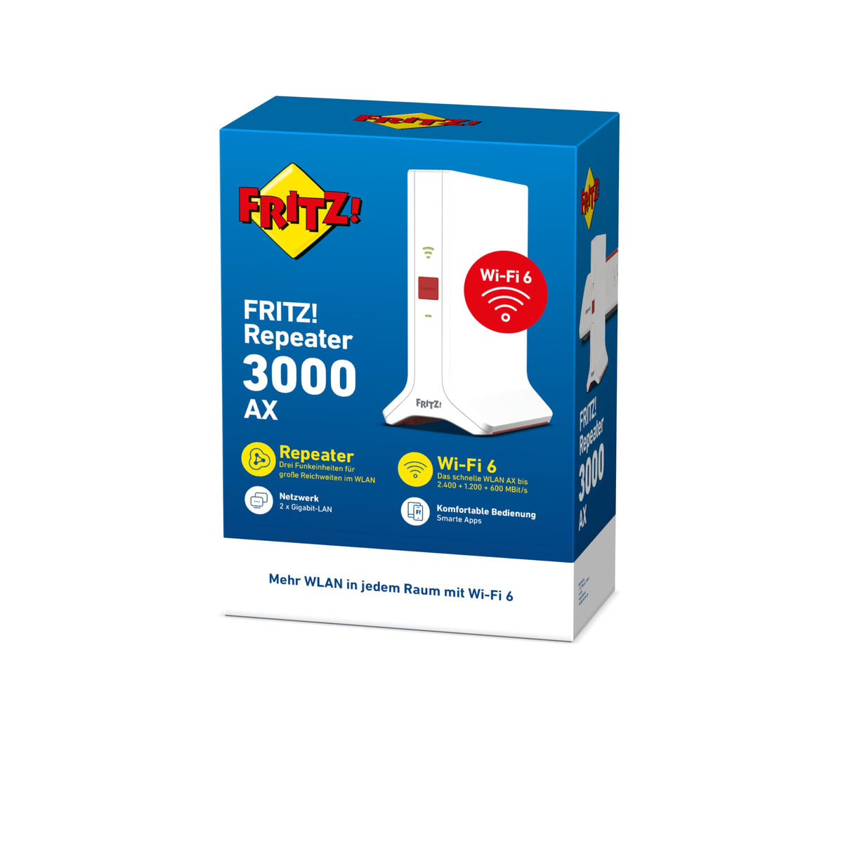 FRITZ!Repeater 3000 AX – Wi-Fi 6 Tri-Band Repeater mit bis zu 4.200 MBit/sw
